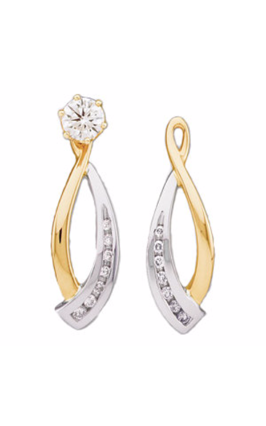 14K White Gold and 14K Yellow Gold Diamond, Earring Component, and Stud Earring
