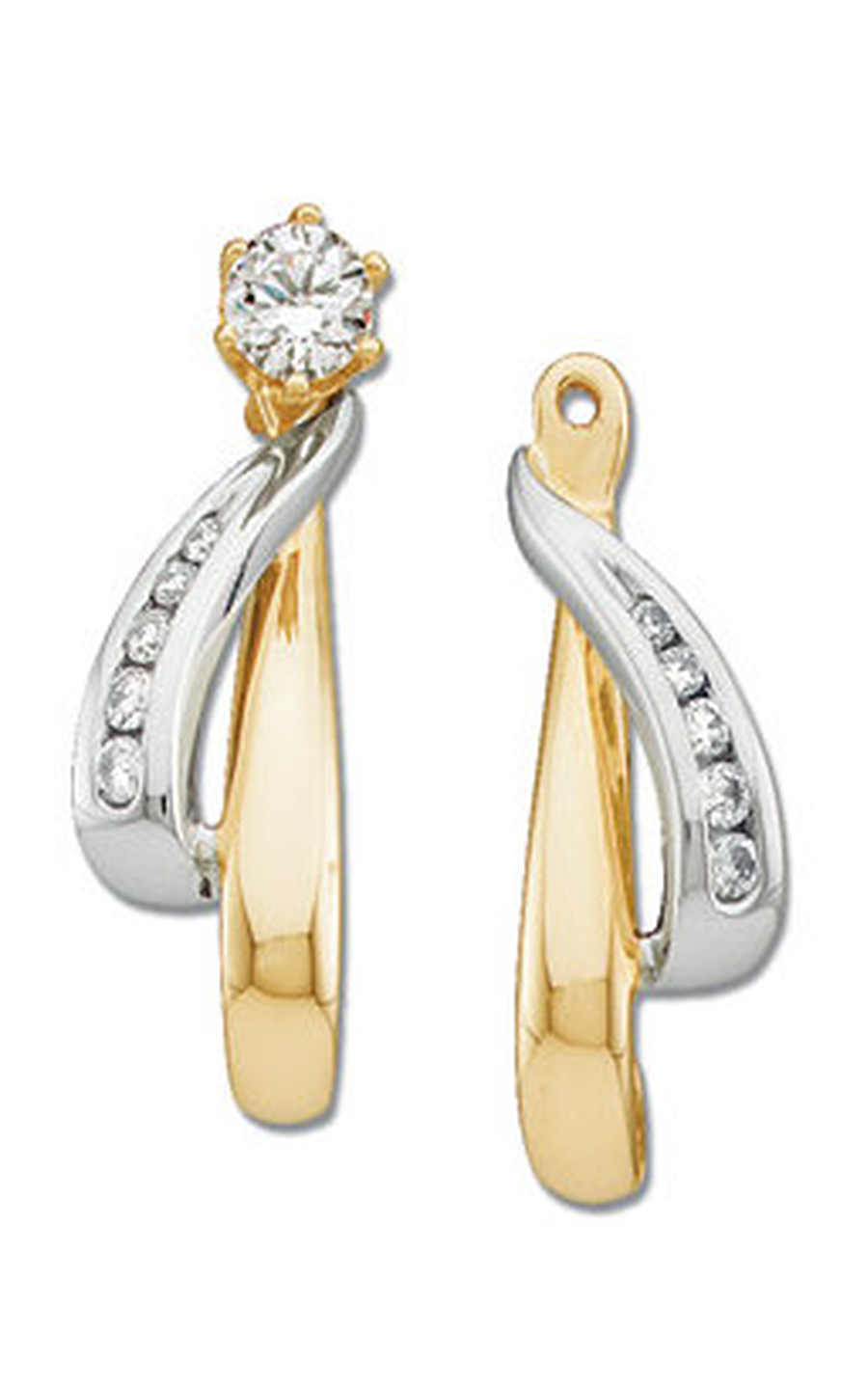 14K White Gold and 14K Yellow Gold Diamond, Earring Component, and Stud Earring