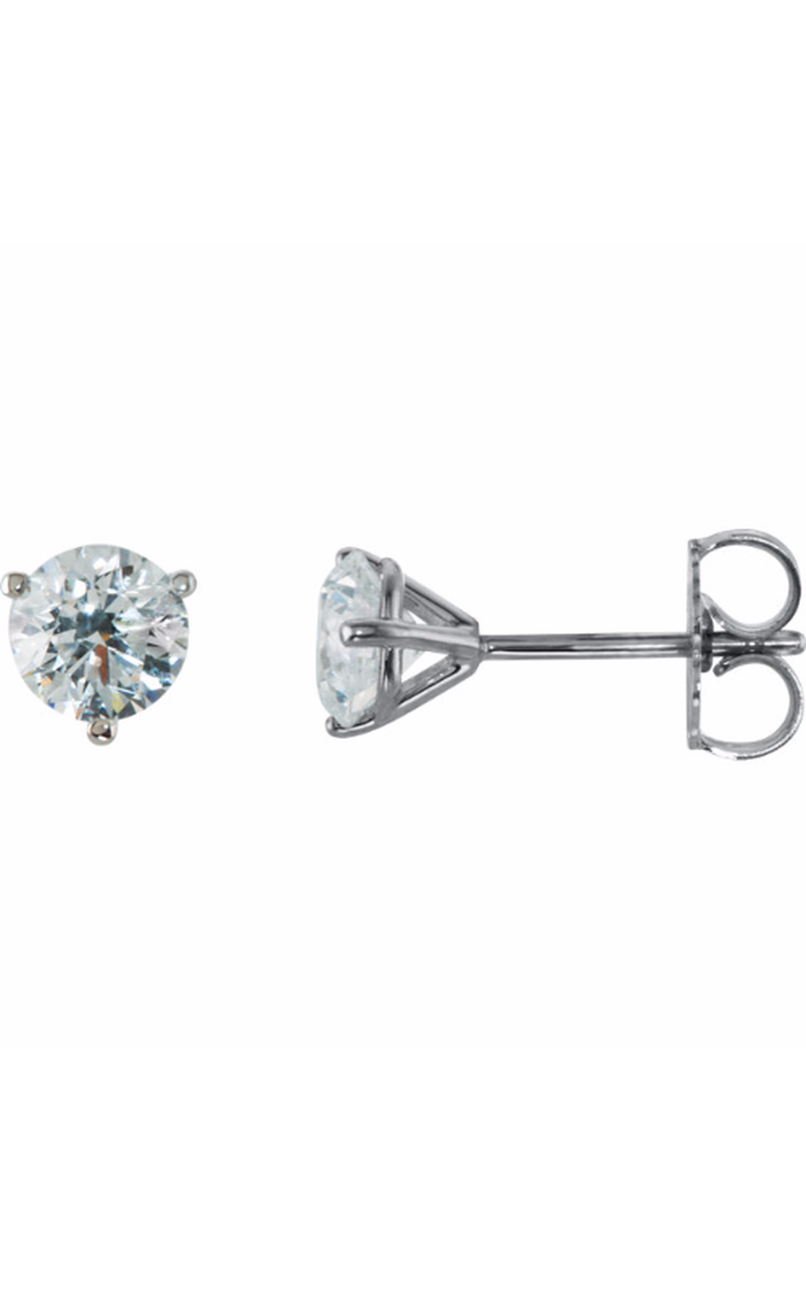 14K White Gold Diamond and Stud Earring