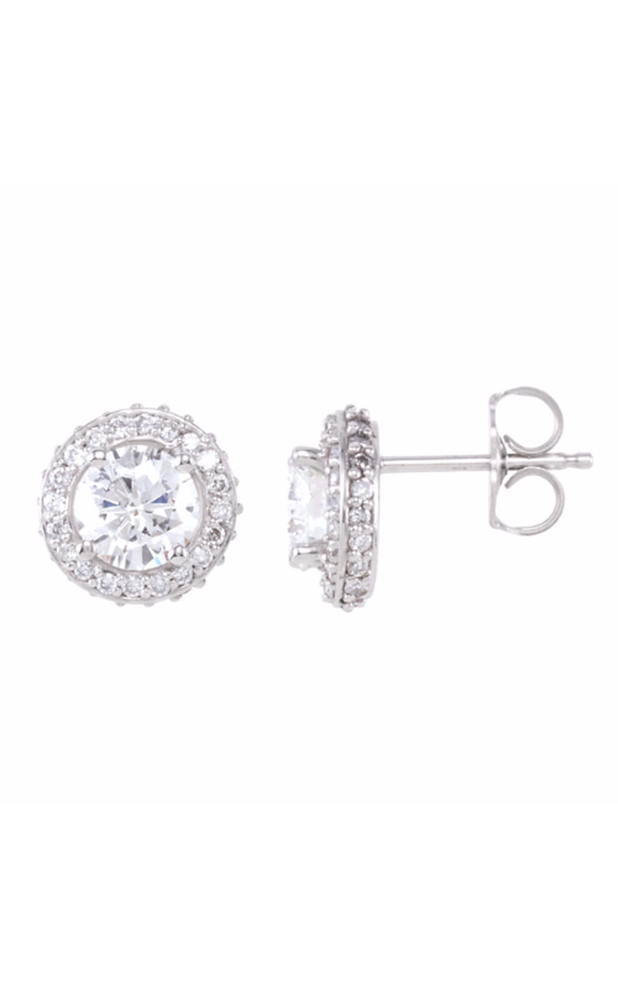 14K White Gold Diamond and Stud Earring