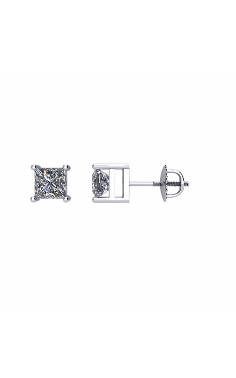 14K White Gold Diamond and Stud Earring