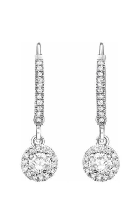 14K White Gold Diamond Earring