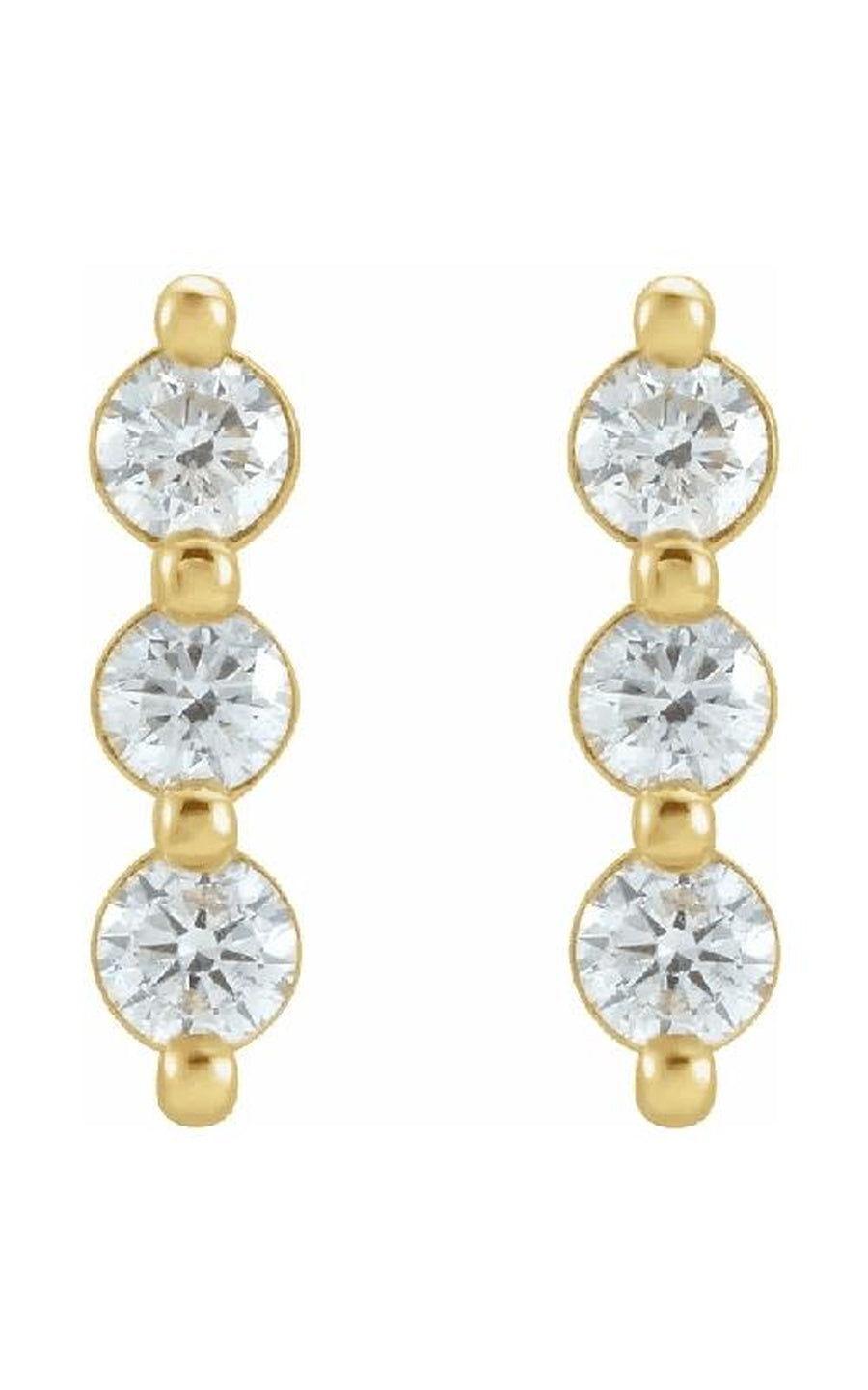 14K Yellow 1/2 CTW Natural Diamond Bar Earrings
