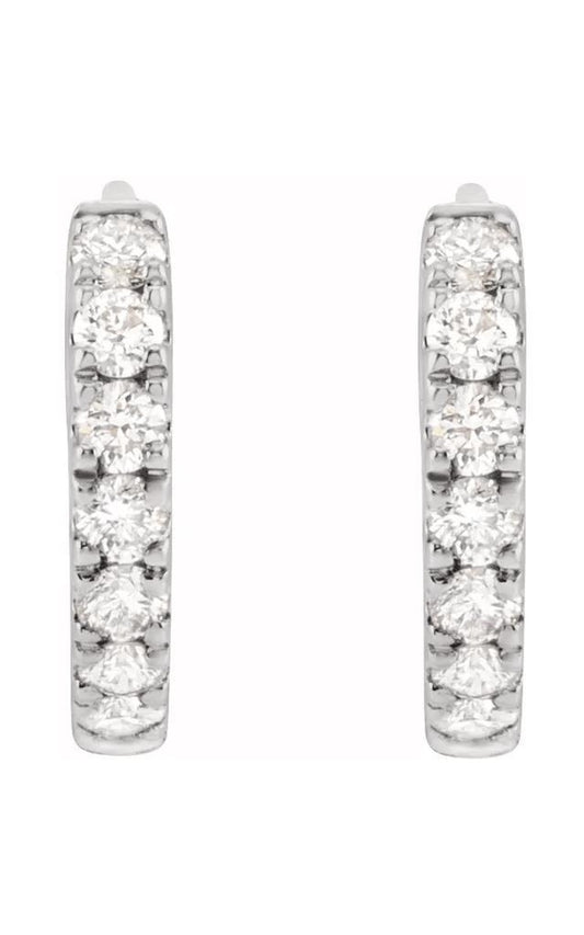 14K White Gold Diamond and Hoop Earring