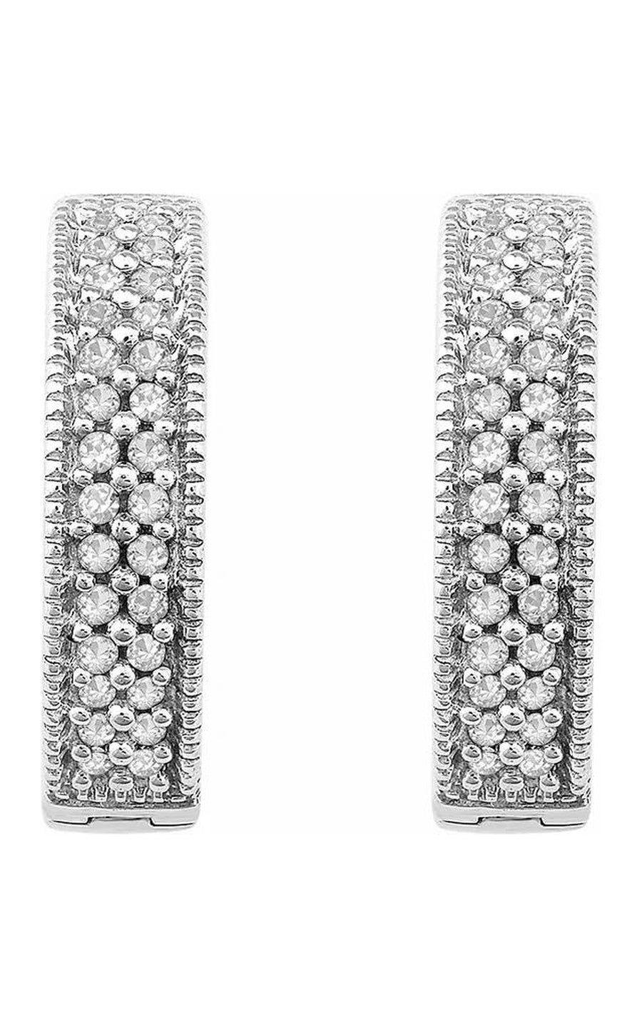14K White 1/4 CTW Natural Diamond 15.5 mm Hoop Earrings