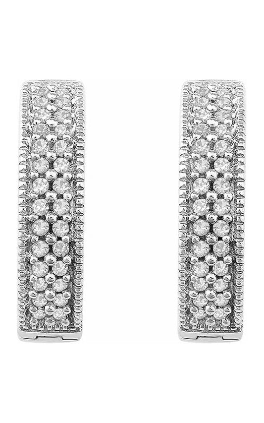 14K White 1/4 CTW Natural Diamond 15.5 mm Hoop Earrings