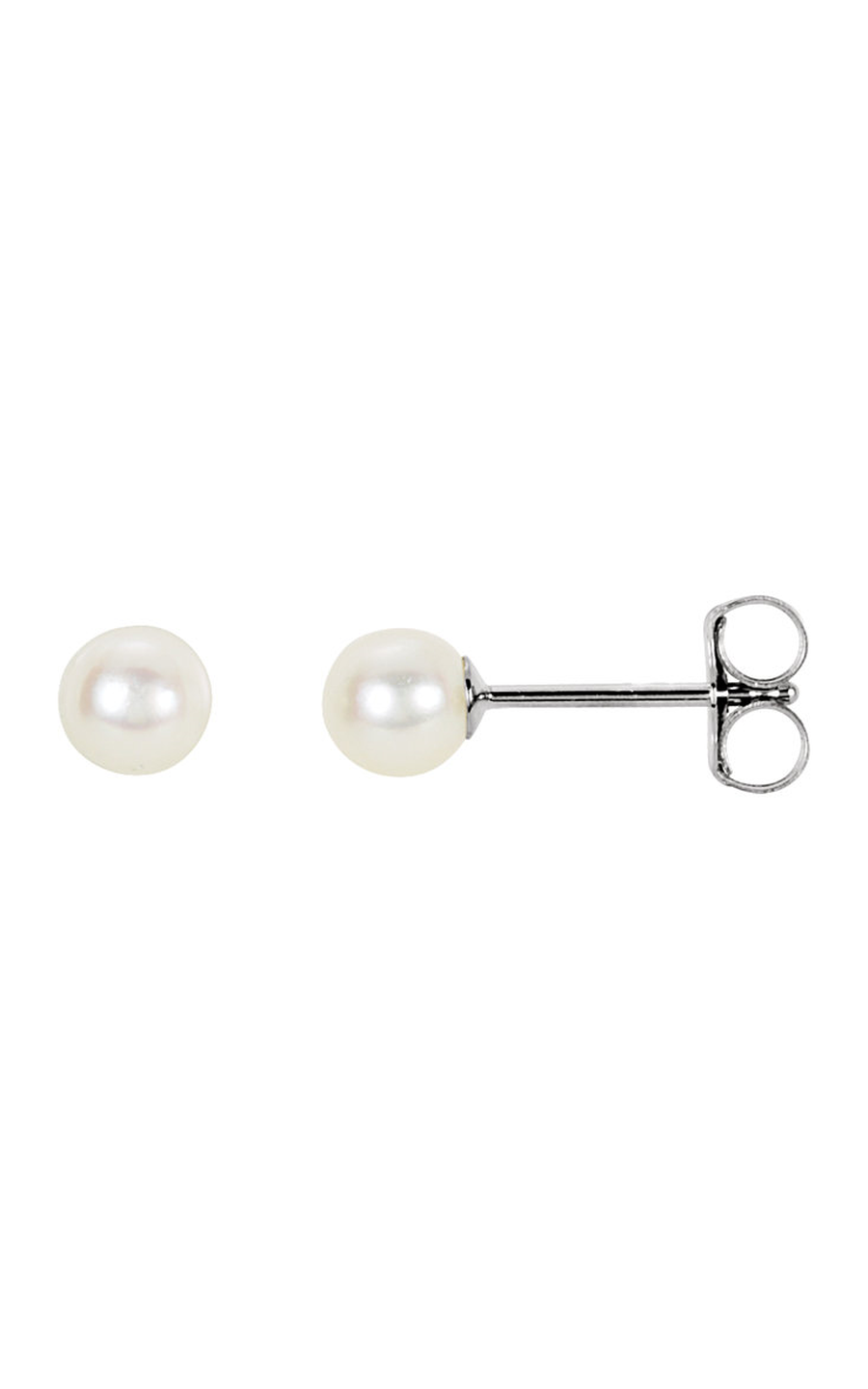 14K White 4 mm Cultured White Akoya Pearl Earrings