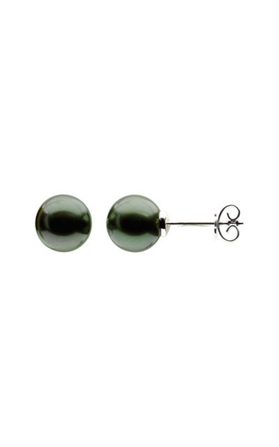 14K Palladium White 10 mm Cultured Gray Tahitian Pearl Earrings