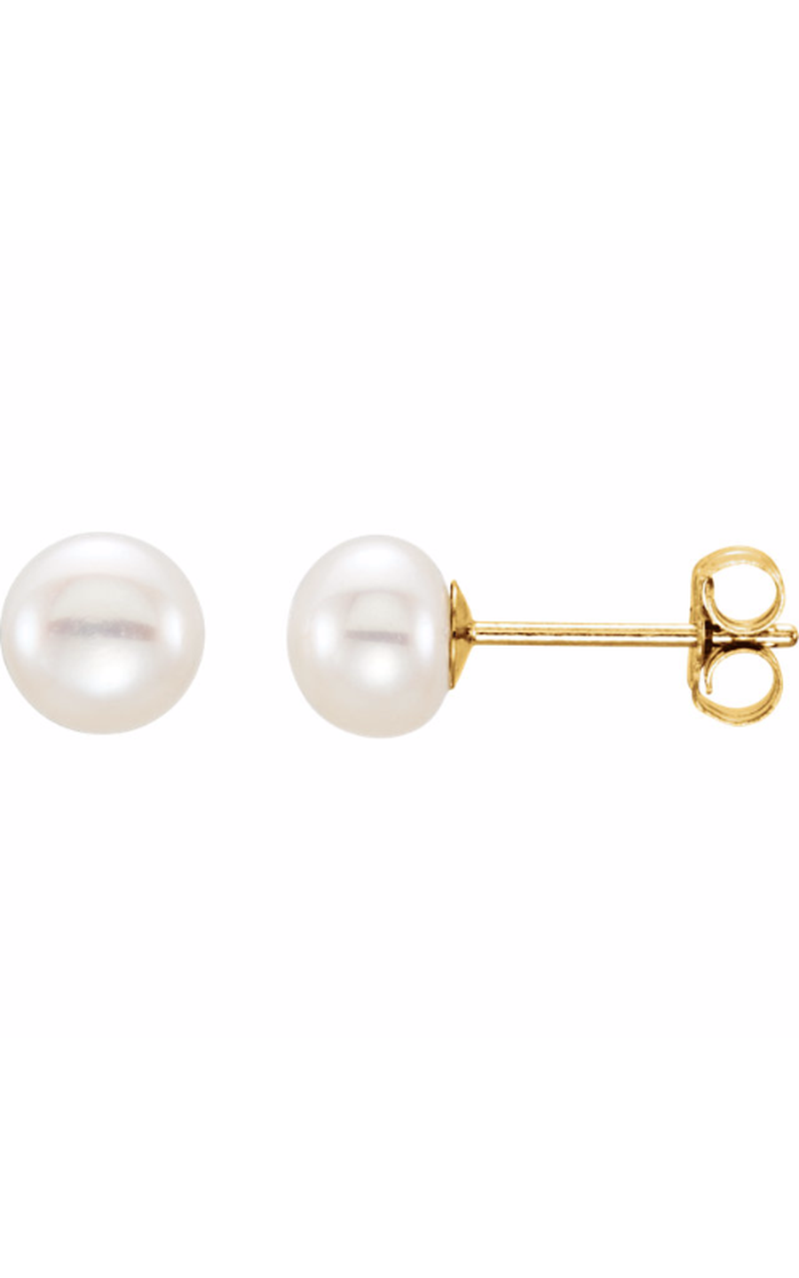 14K Yellow Gold Pearl and Stud Earring