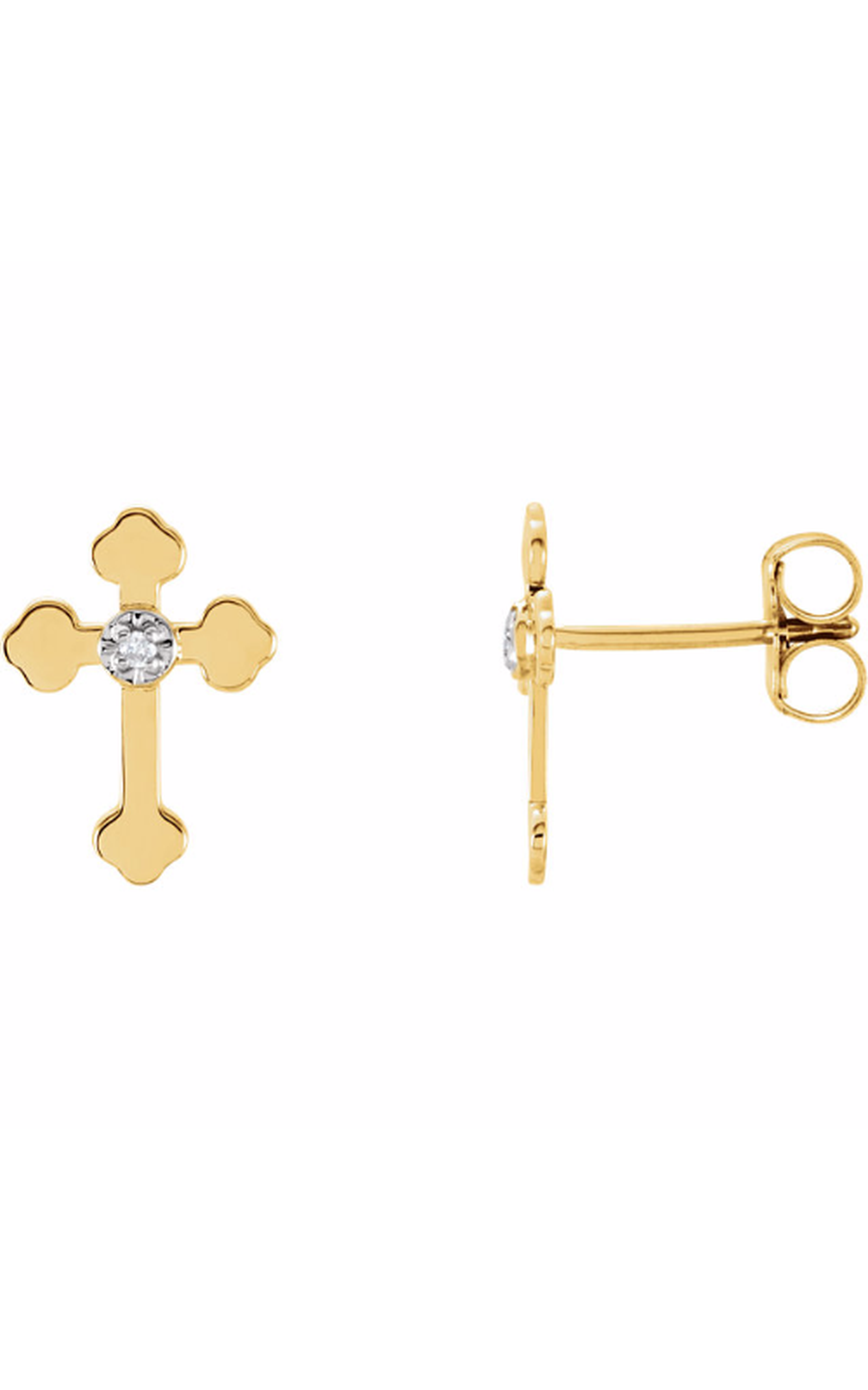 14K White Gold and 14K Yellow Gold Diamond and Stud Earring