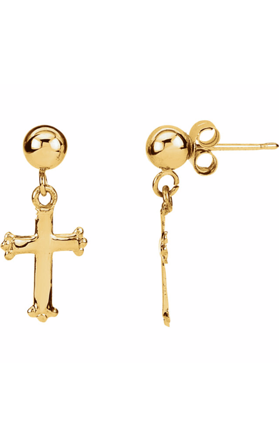 14K Yellow Gold Metal and Drop Earring