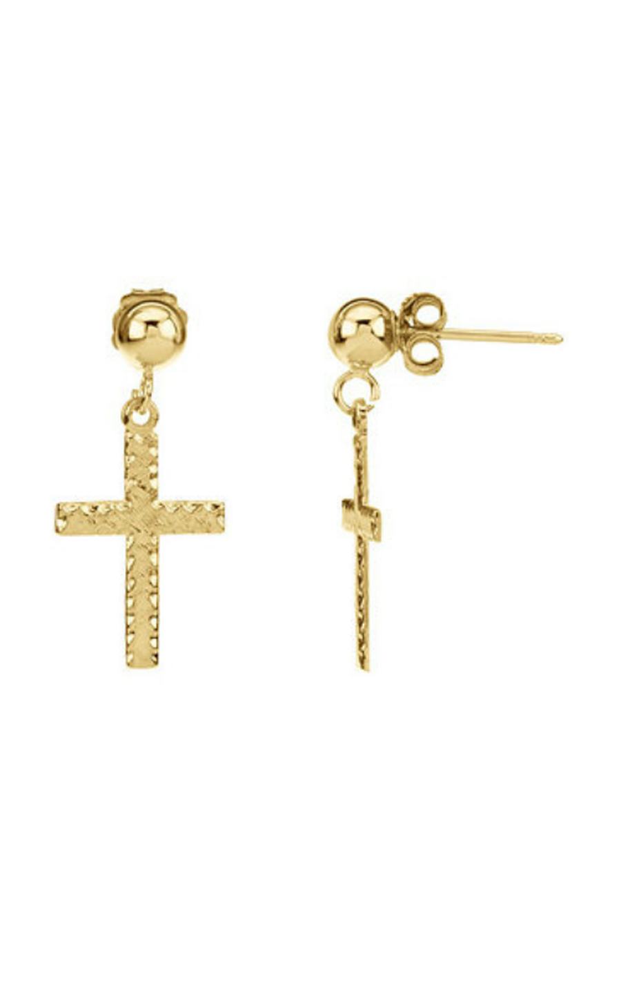 14K Yellow Gold Metal and Drop Earring