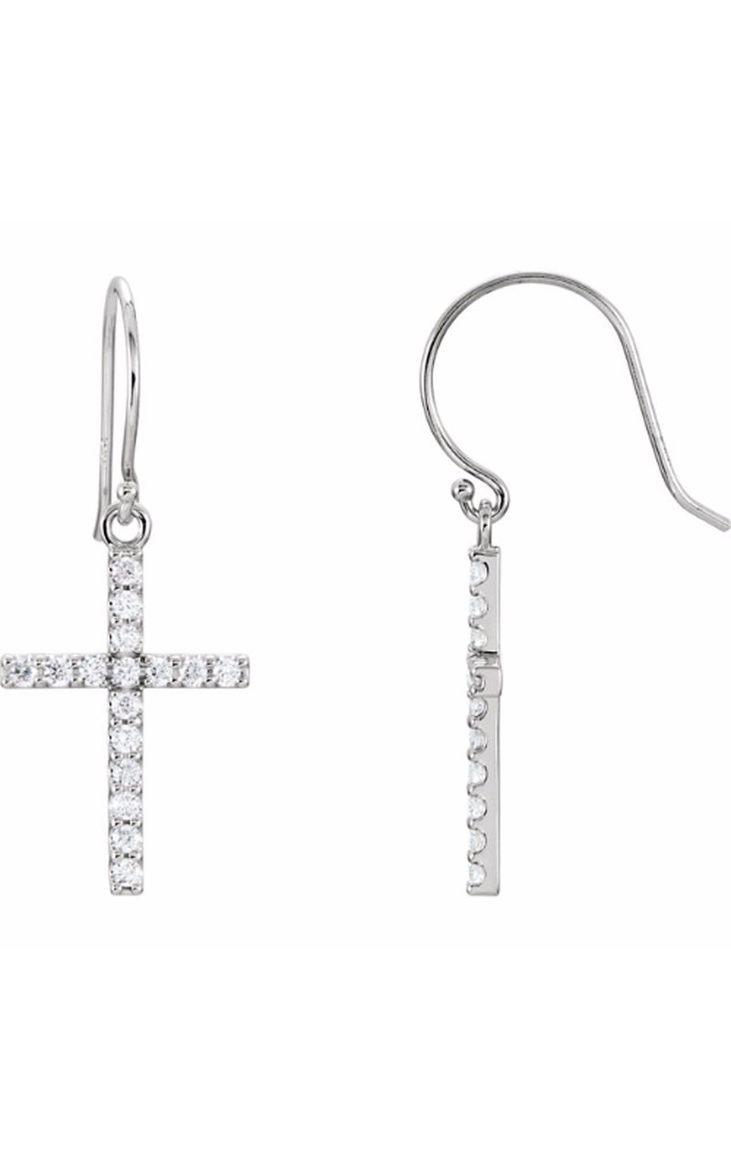 14K White Gold Religious and Symbolic Earring