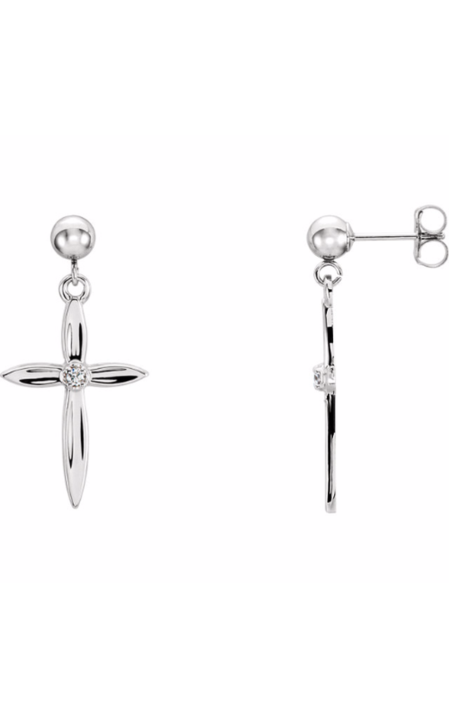 14K White Gold Diamond and Drop Earring