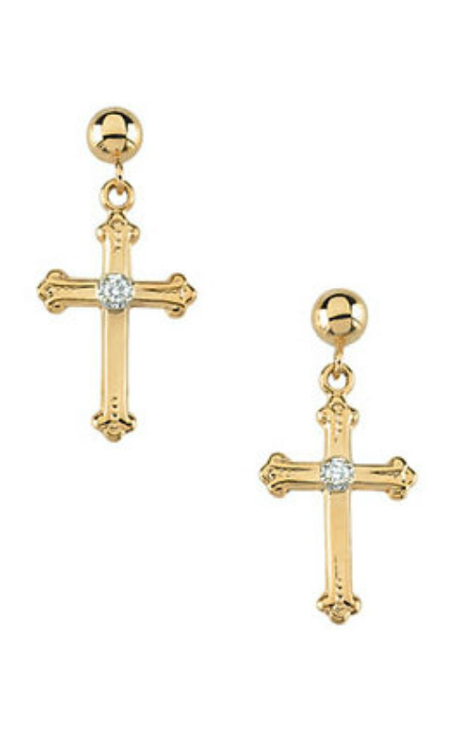 14K White Gold and 14K Yellow Gold Diamond and Drop Earring