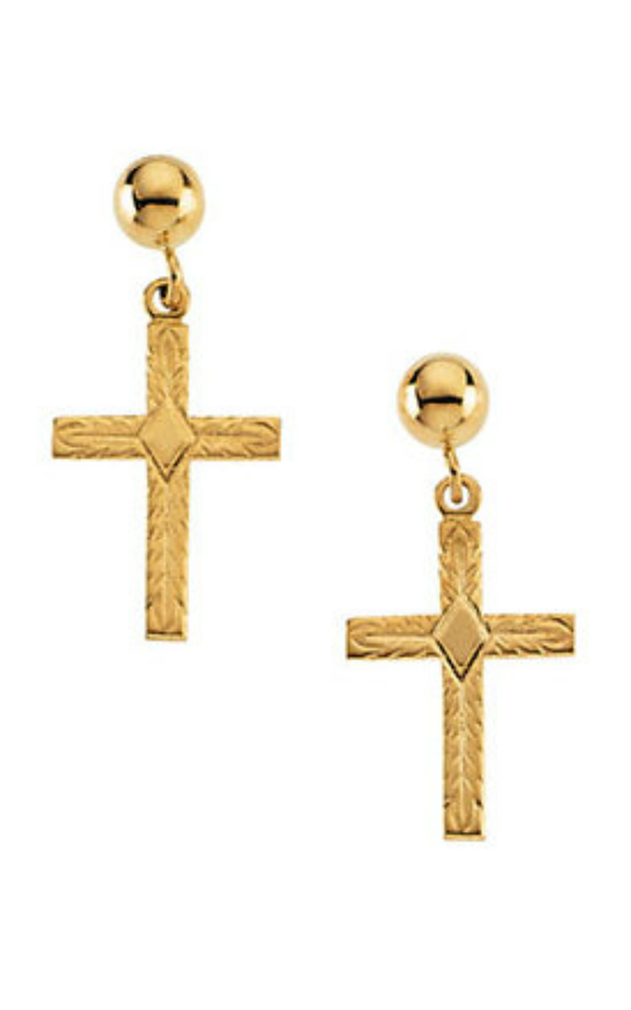 14K Yellow Gold Metal and Drop Earring