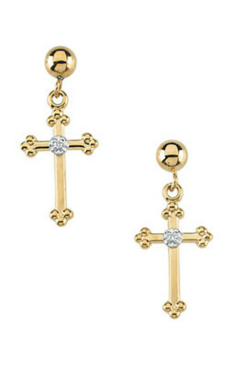 14K Yellow Gold Diamond and Drop Earring