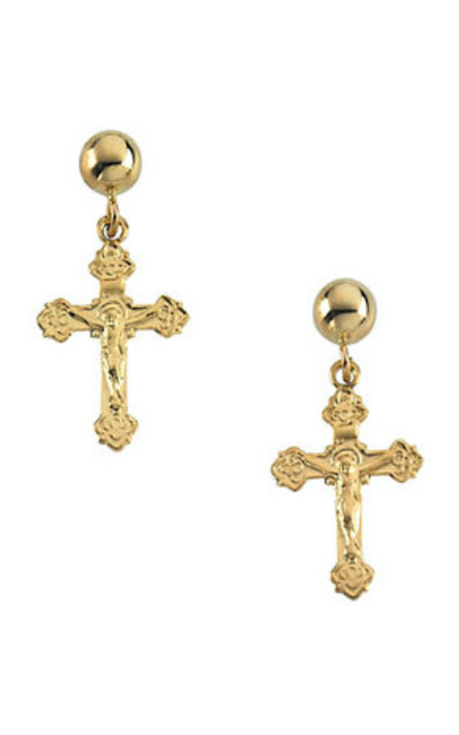 14K Yellow Gold Metal and Drop Earring