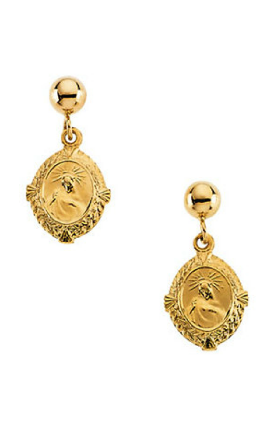 14K Yellow Gold Metal and Drop Earring