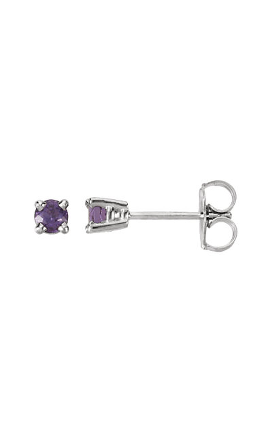 14K White 3 mm Natural Amethyst Earrings