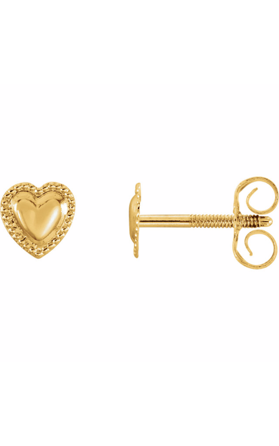 14K Yellow Youth Heart Earrings