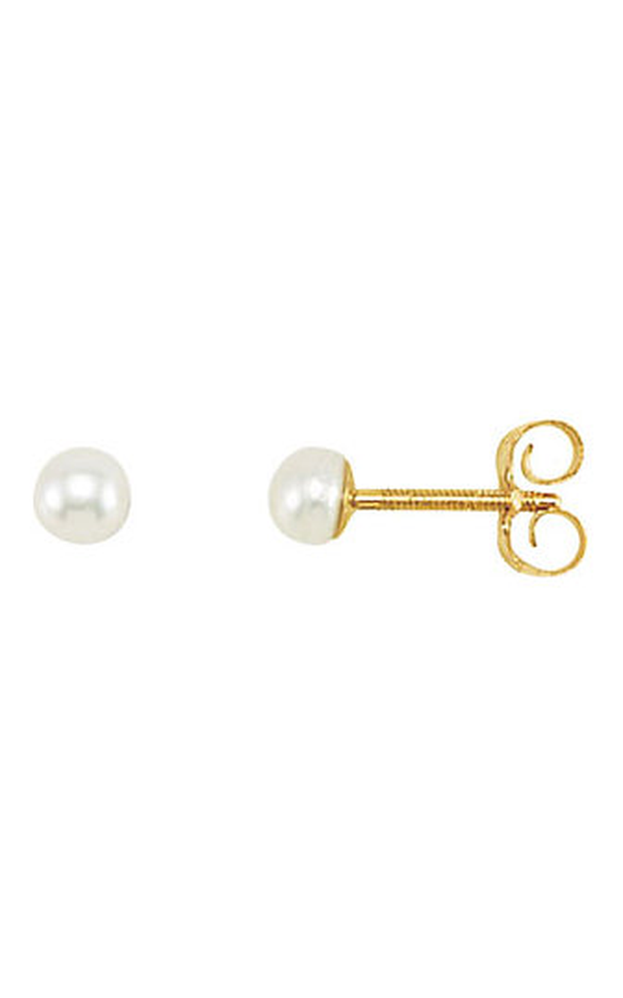 14K Yellow Cultured White Freshwater Pearl Earrings