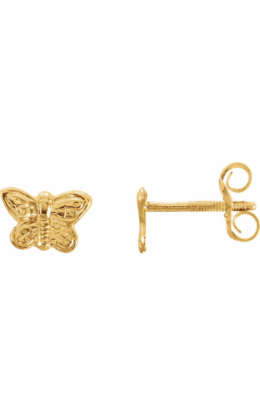 14K Yellow Gold Metal and Stud Earring