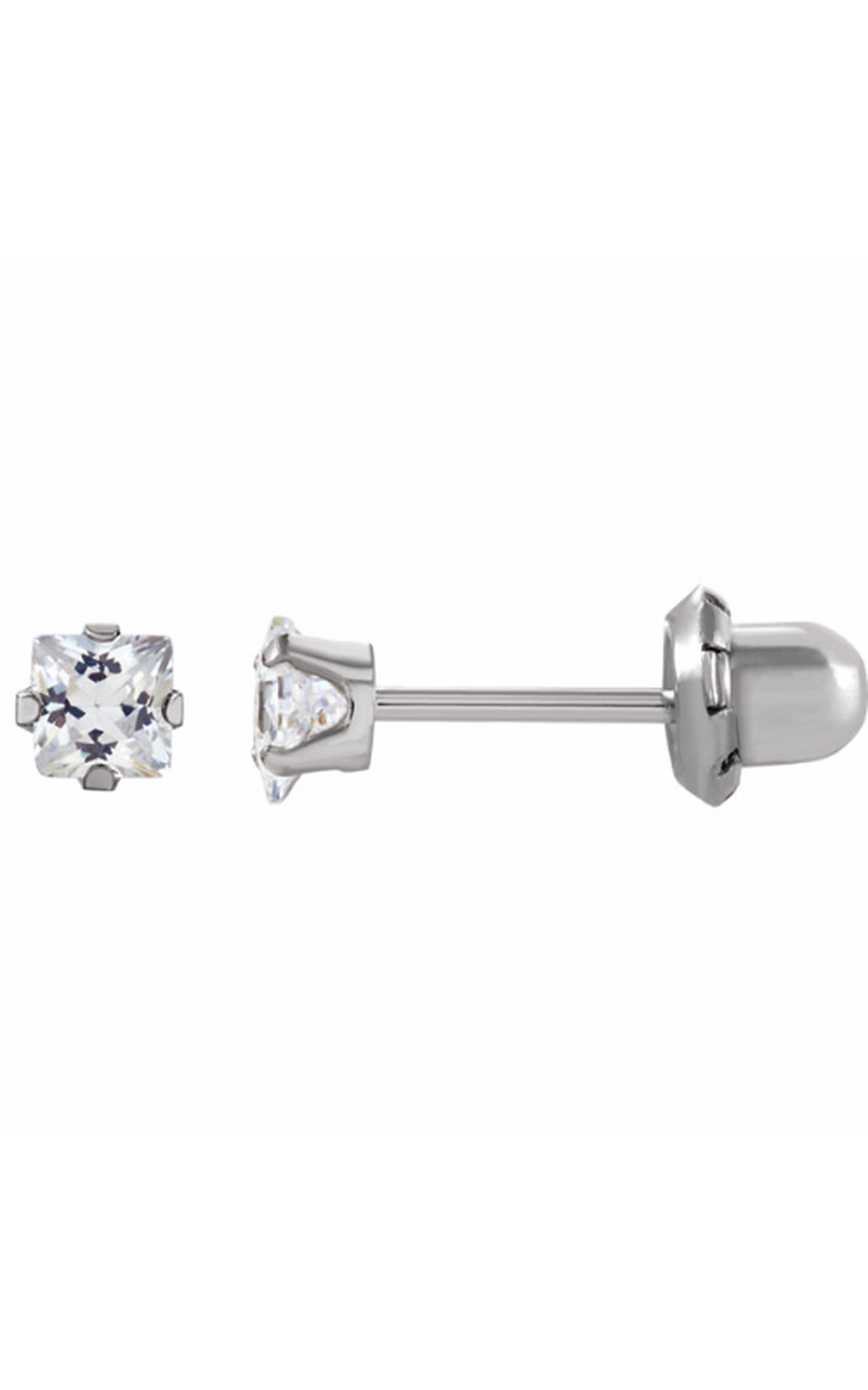 14K White Gold Gemstone and Stud Earring