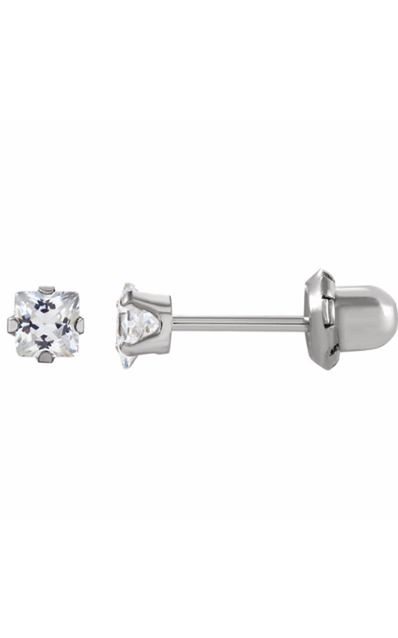 14K White Gold Youth Earring