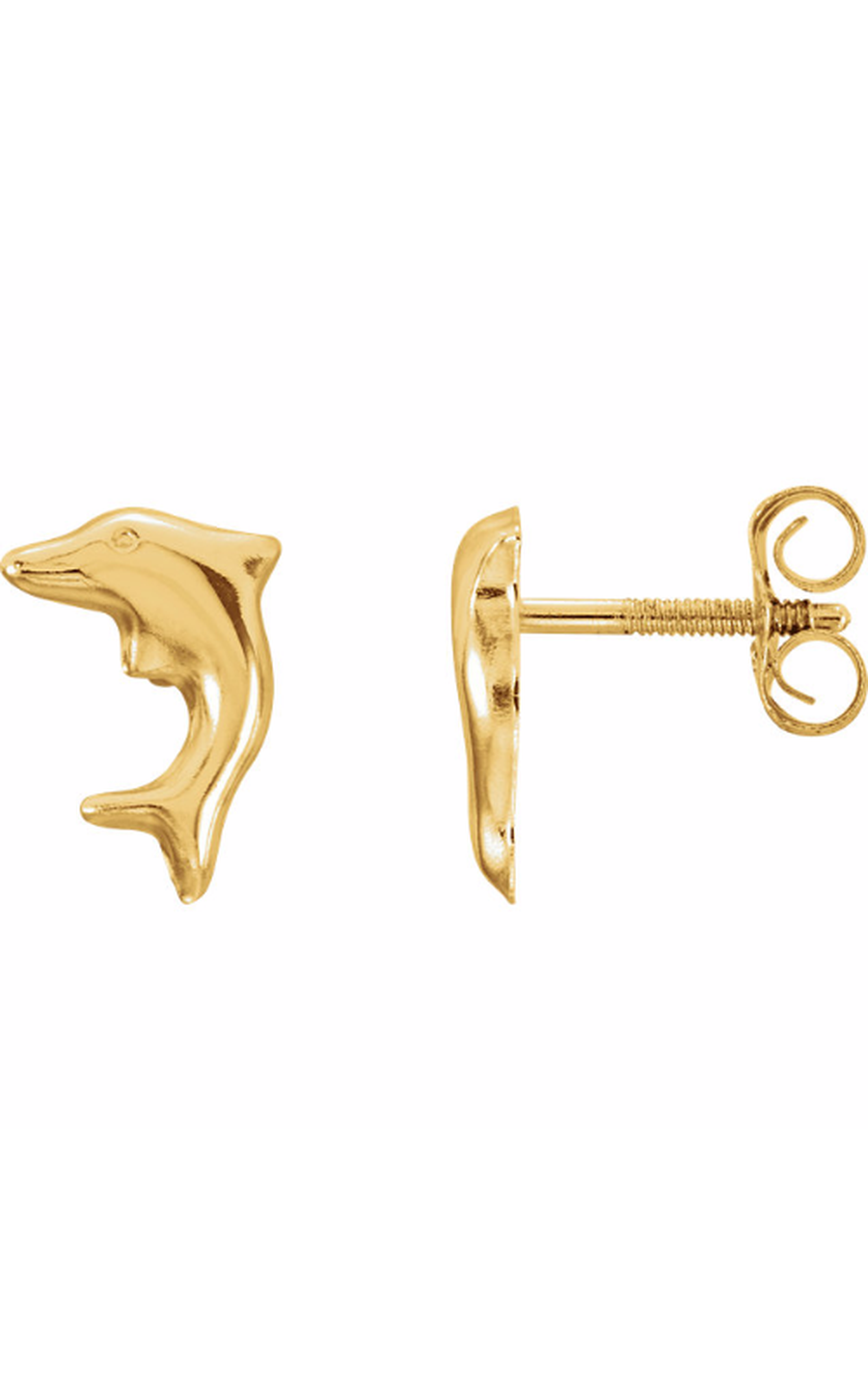 14K Yellow Gold Metal and Stud Earring