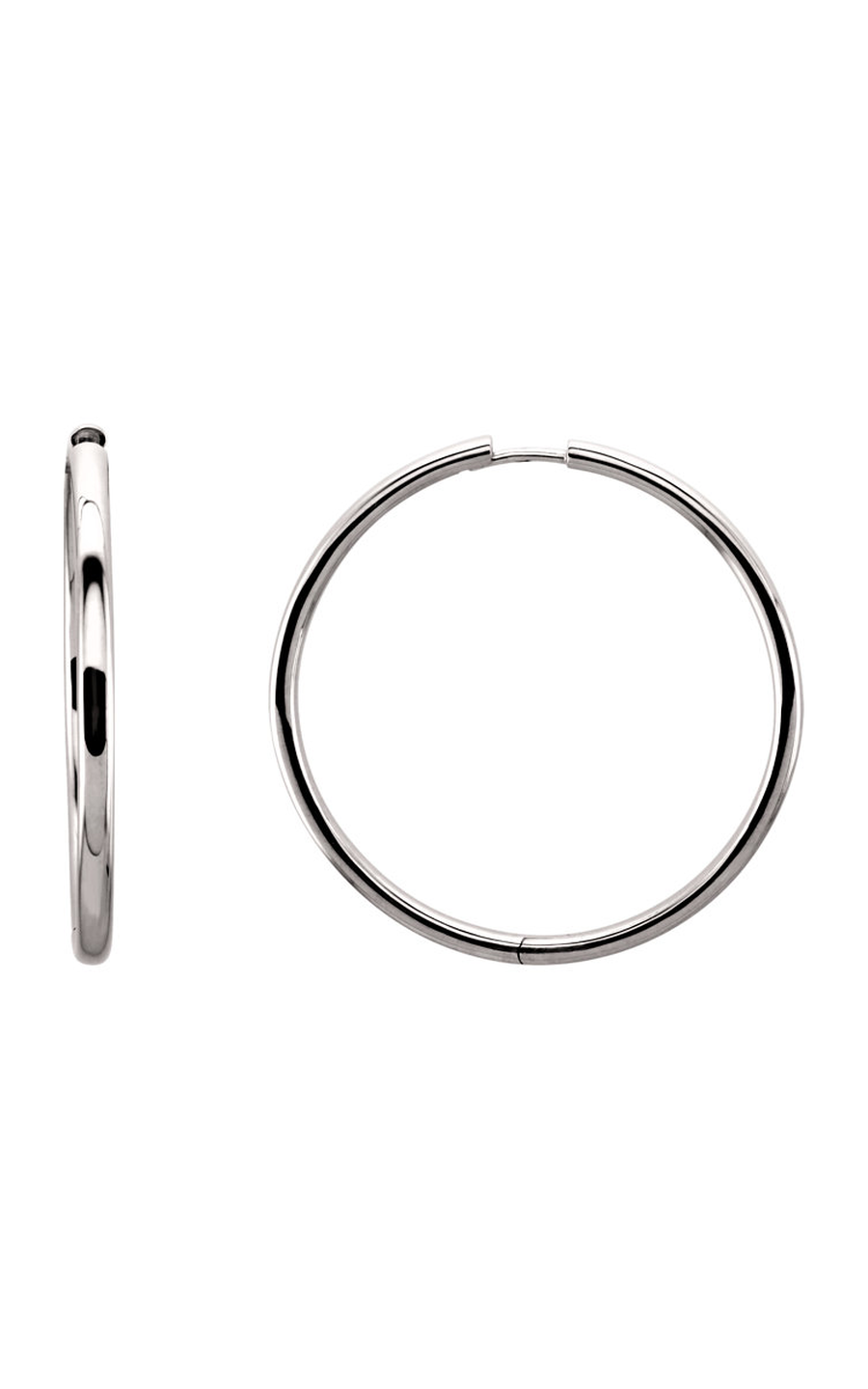 14K White Hinged 24 mm Hoop Earrings