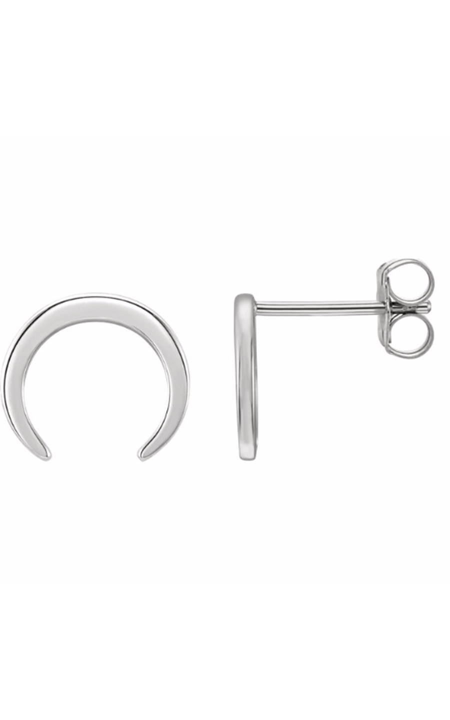 14K White Crescent Earrings