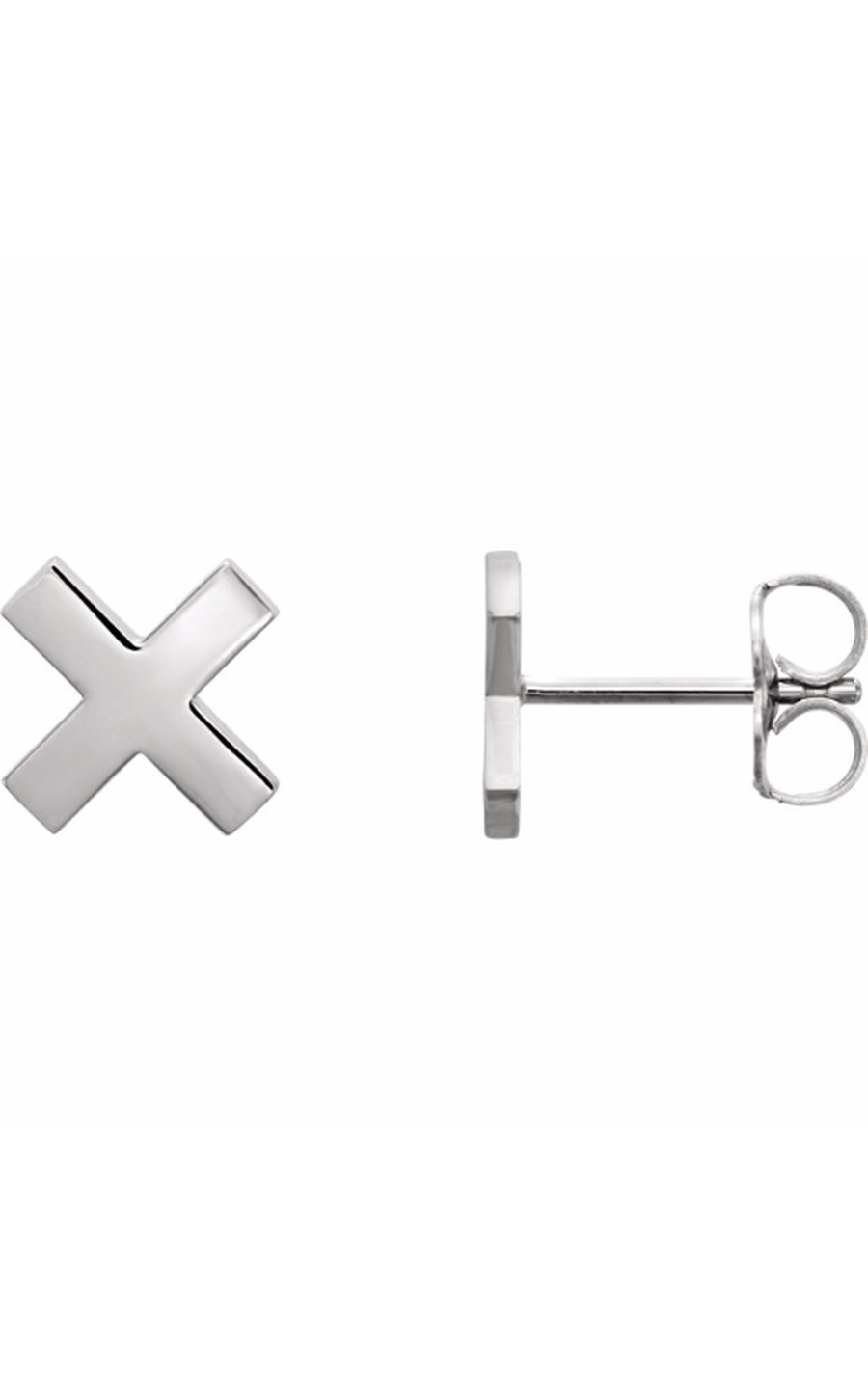 14K White Gold Metal and Stud Earring