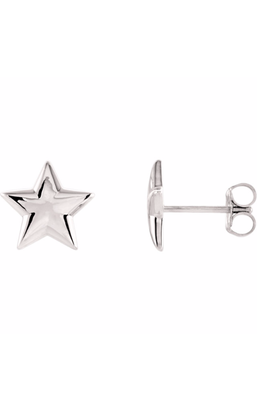 14K White Gold Metal and Stud Earring