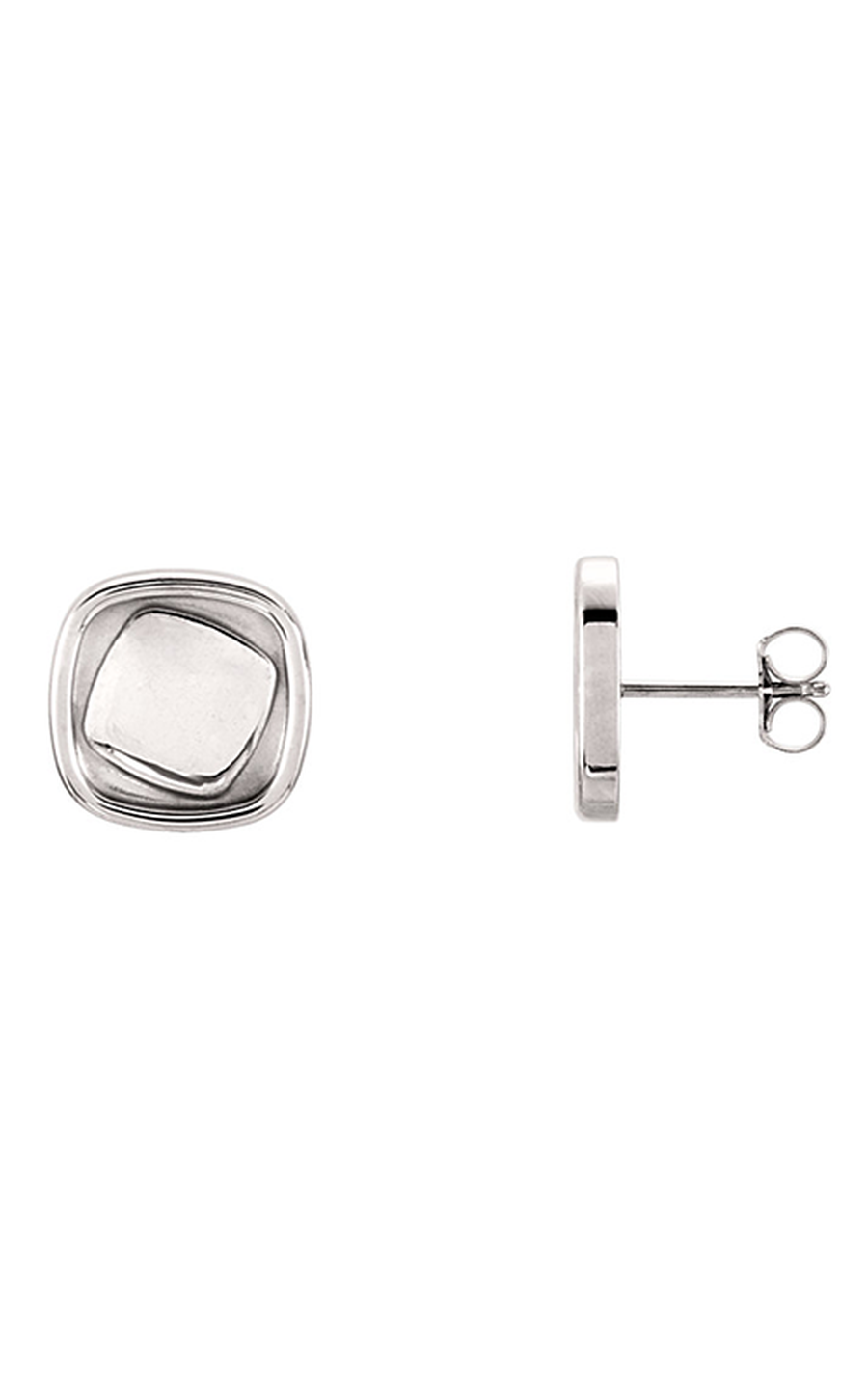 14K White 13 mm Geometric Earrings