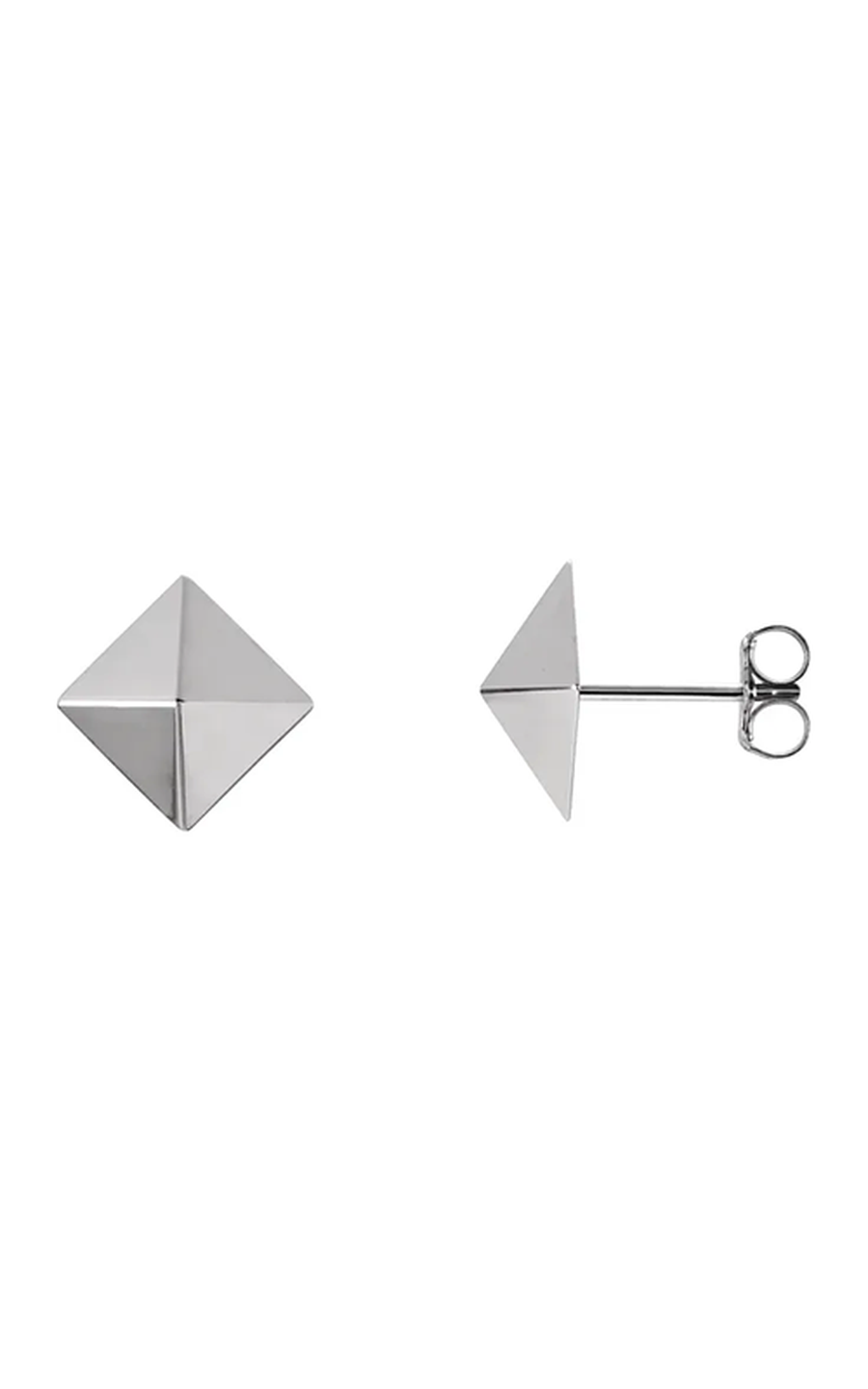 14K White Pyramid Stud Earrings