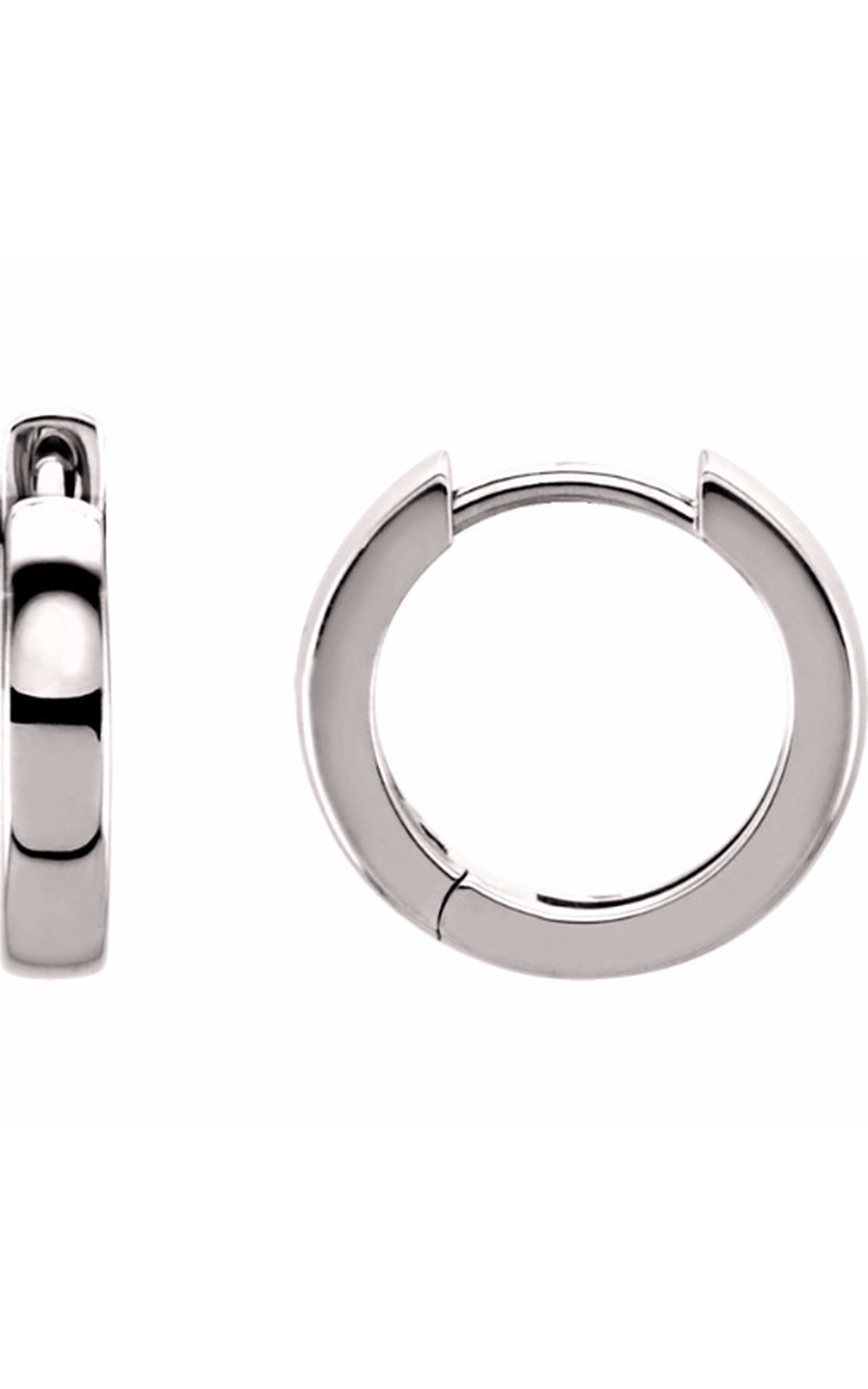 14K White 14 mm Hoop Earrings