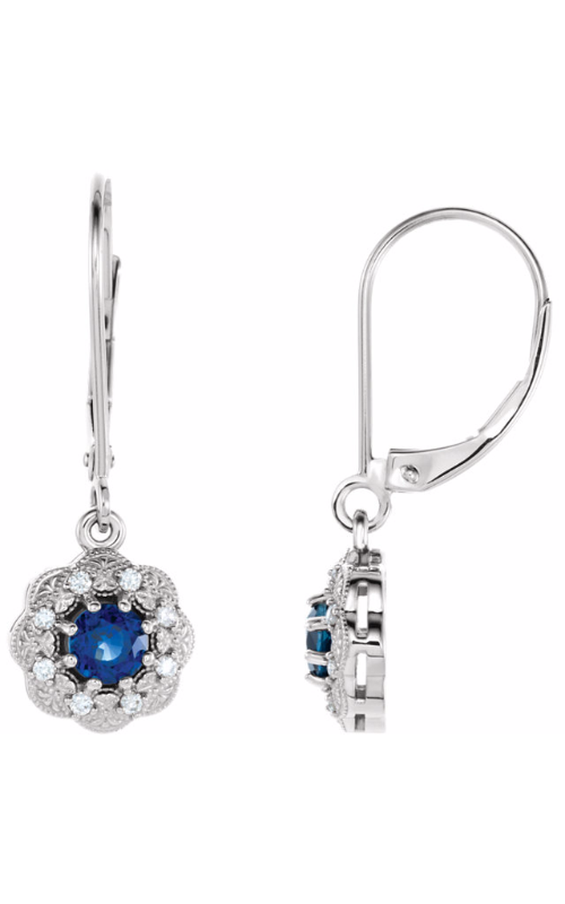 14K White Gold Gemstone Earring