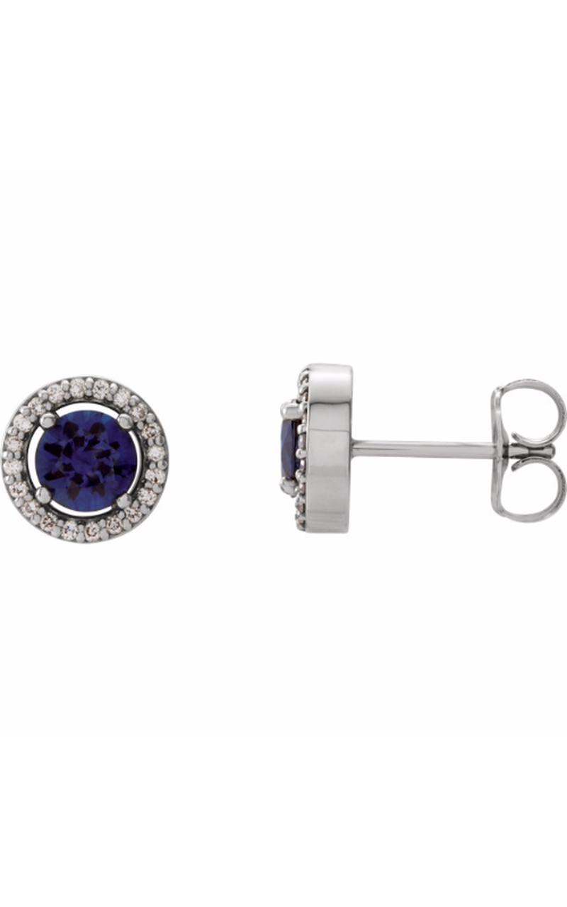 14K White Gold Gemstone Earring