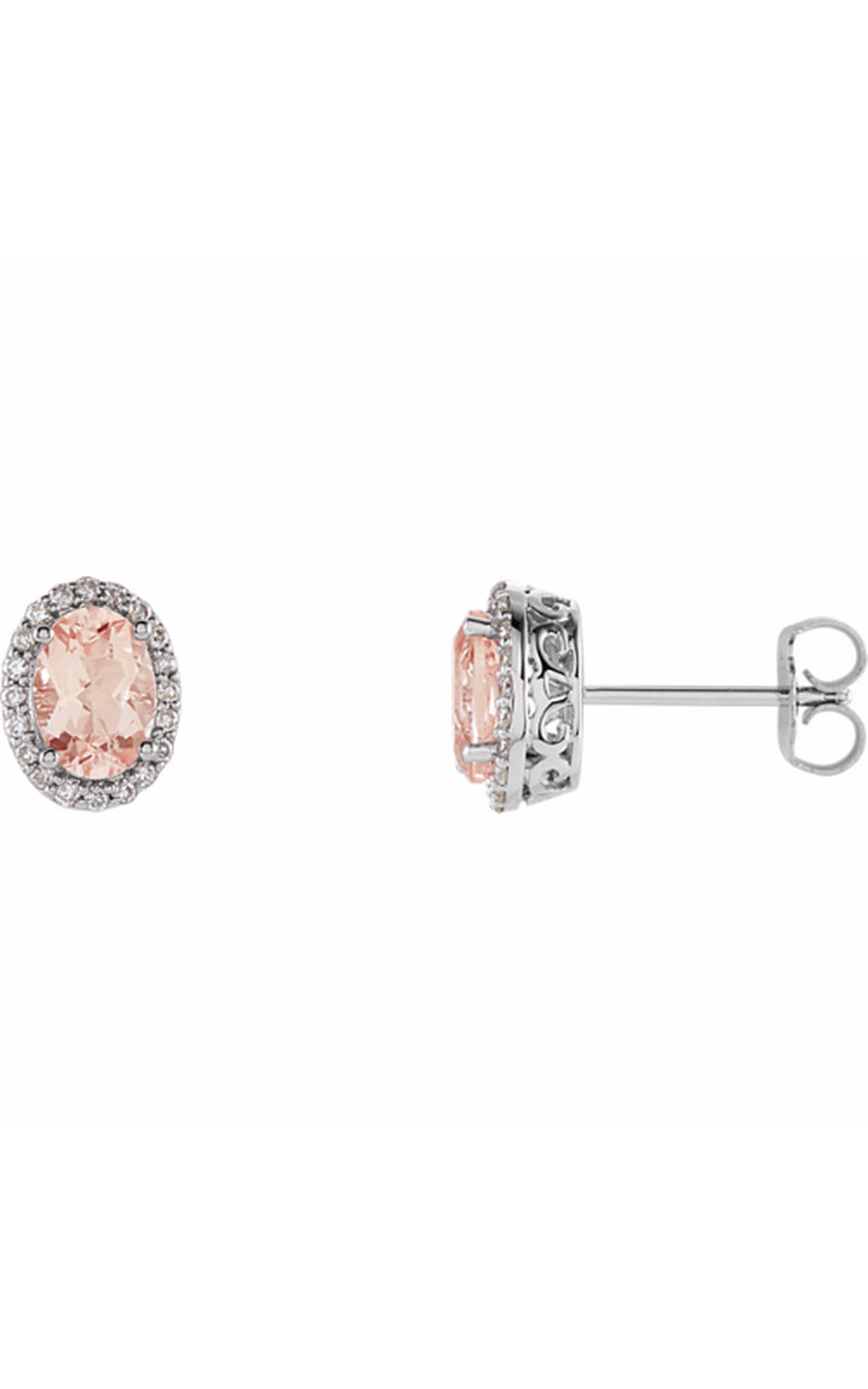 14K White Natural Pink Morganite and 1/5 CTW Natural Diamond Earrings