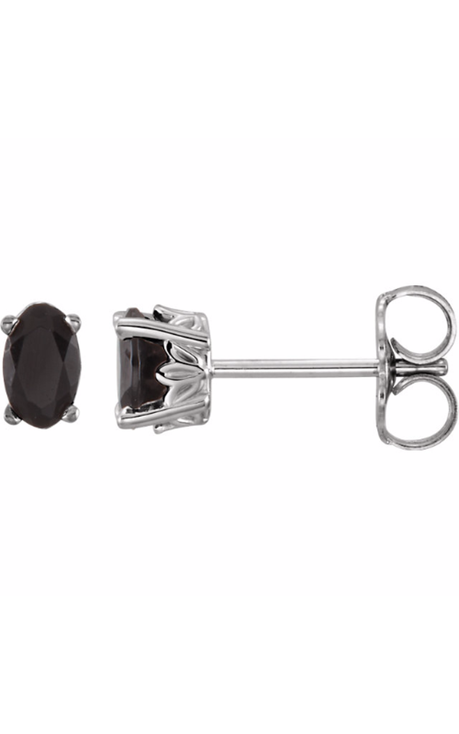 14K White Natural Black Onyx Earrings
