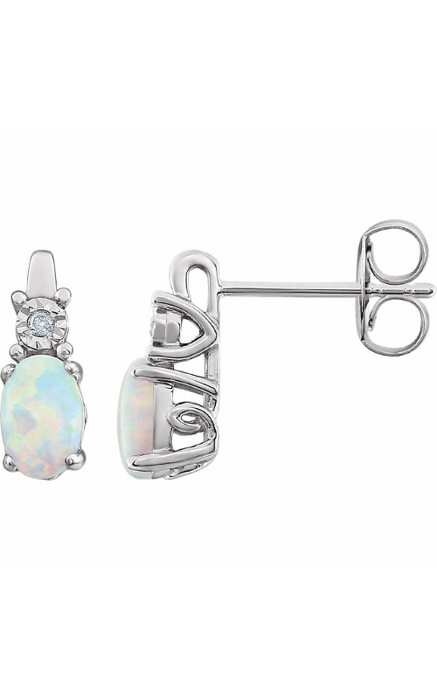 14K White Gold Gemstone and Drop Earring