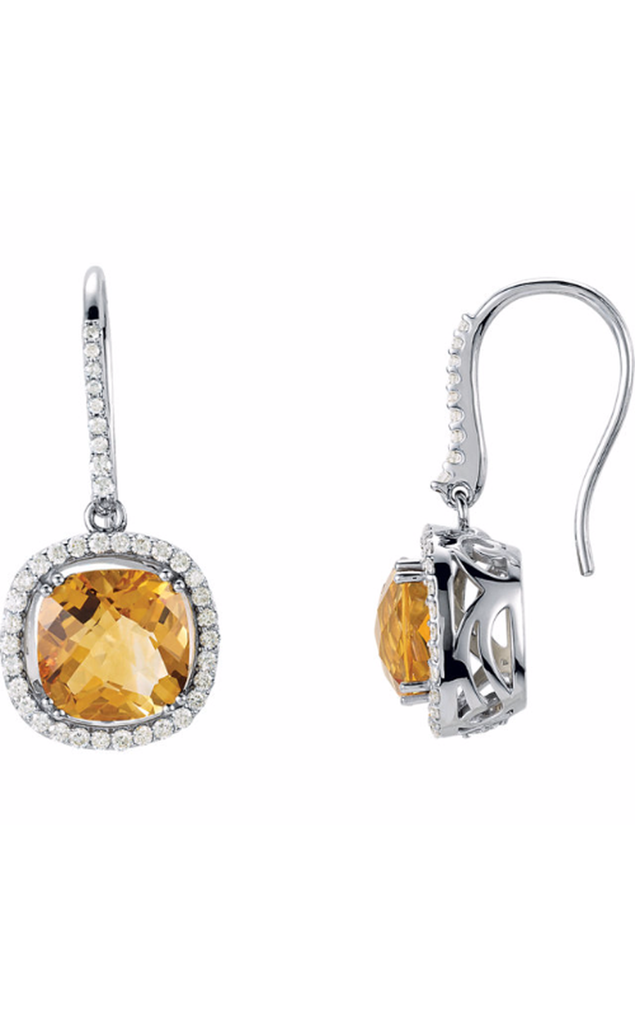 14K White Gold Gemstone and Drop Earring