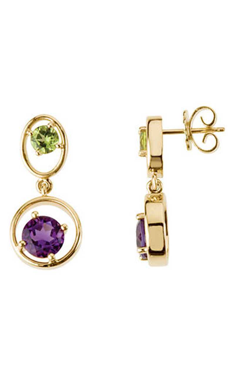 14K Yellow Gold Gemstone Earring