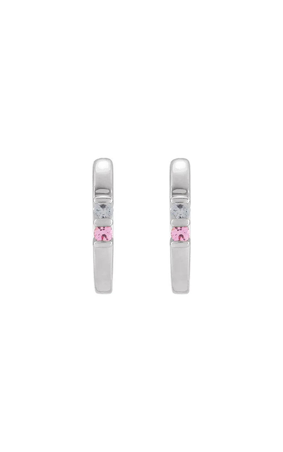 14K White Gold Gemstone and Hoop Earring