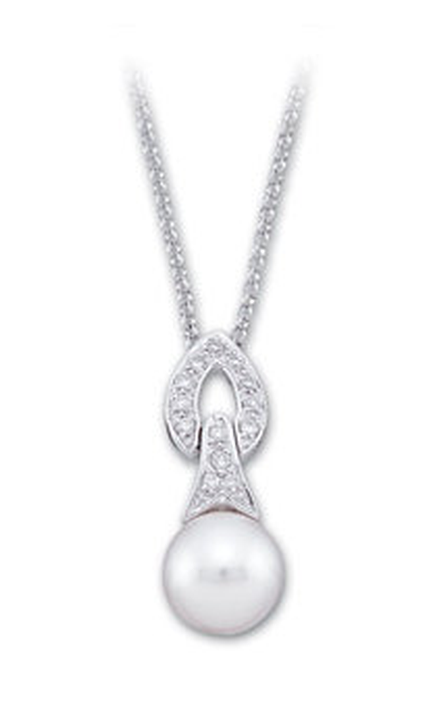 14K White Gold Pearl Necklace