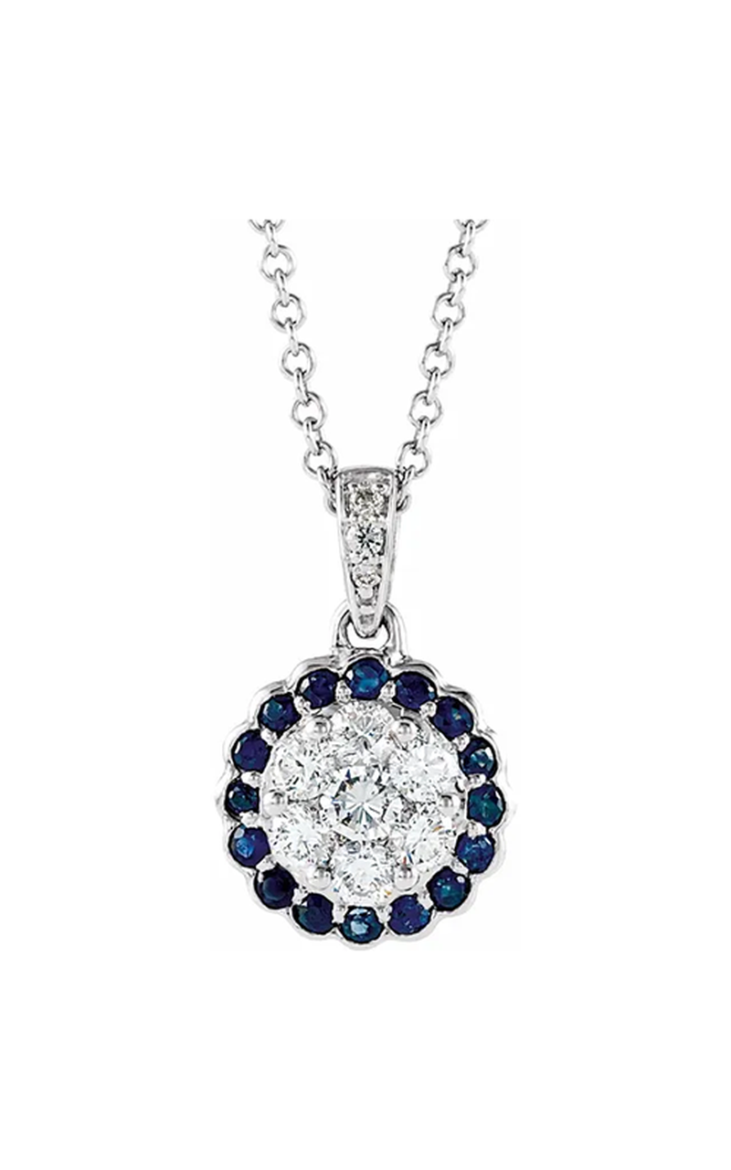 14K White Gold Gemstone Necklace