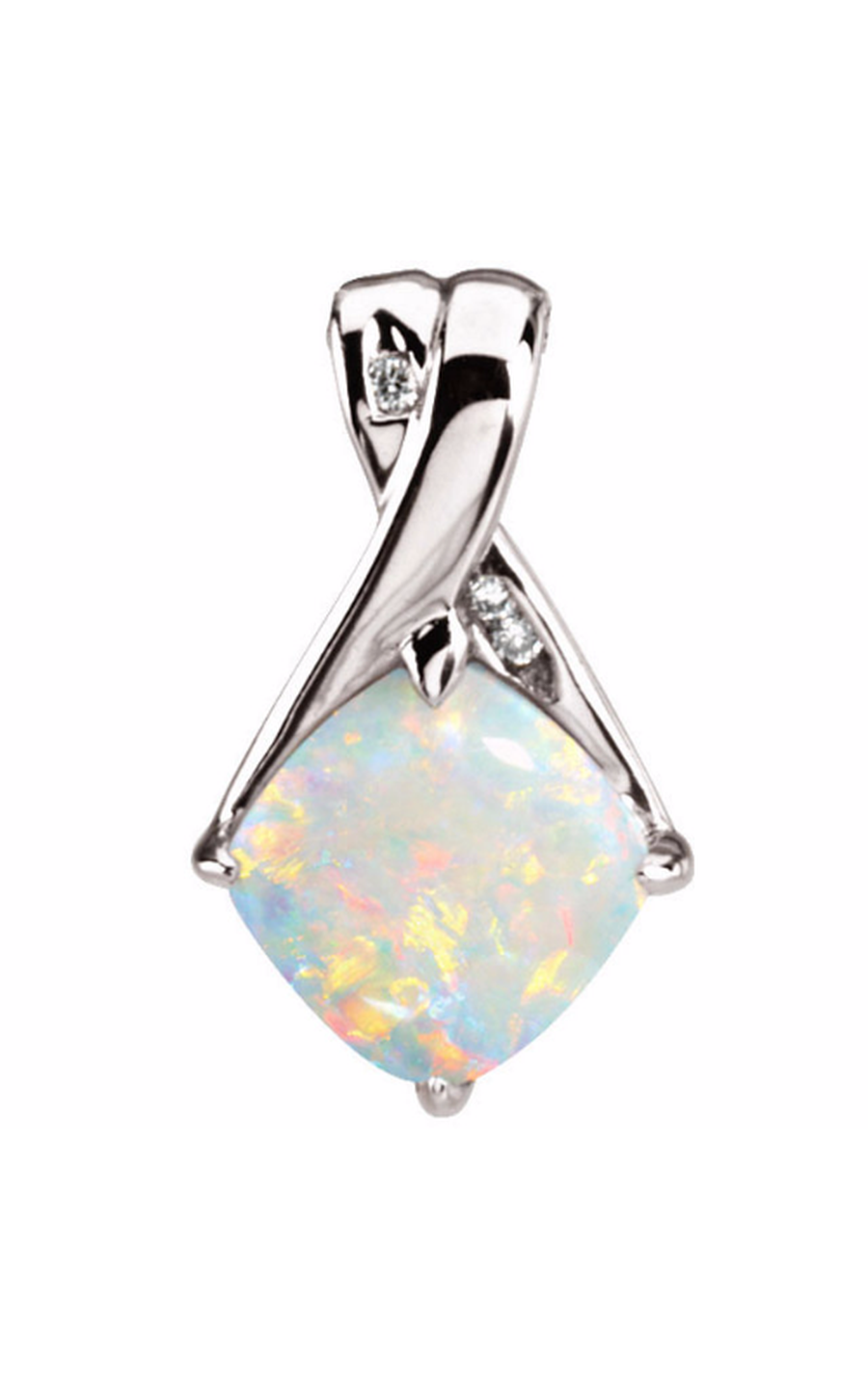 14K White Gold Gemstone and Pendant Necklace