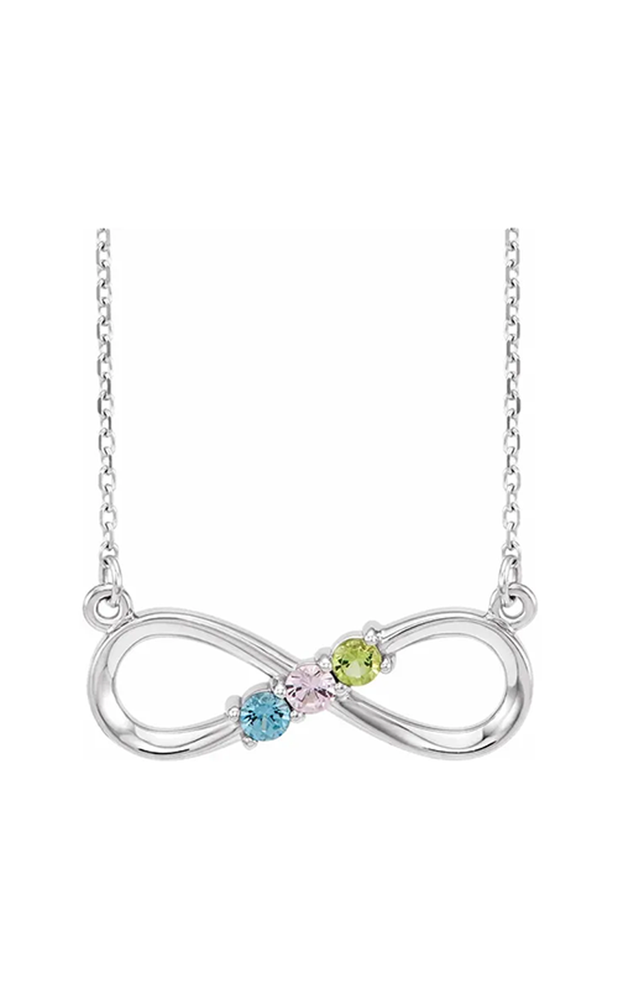 14K White Gold Gemstone and Pendant Necklace