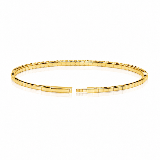 14K Yellow Gold Diamond Flexible Bangles